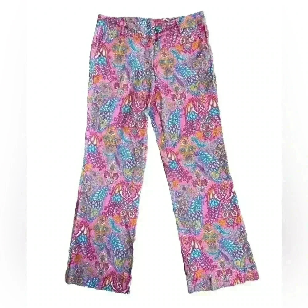 Anthropologie Love The Label Women’s Size 6 Paisley Printed Flare Pants Floral